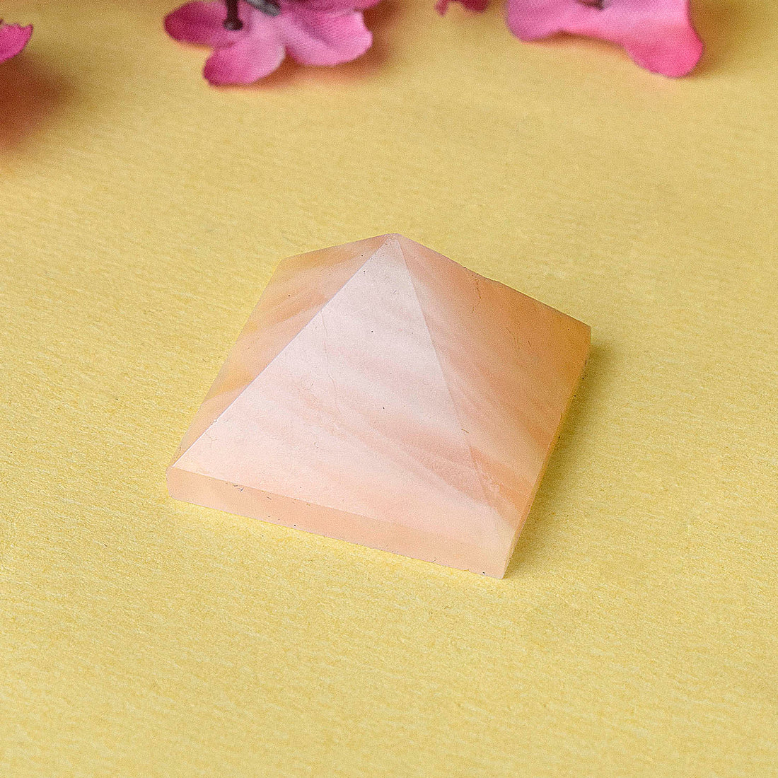 Natural Rose Quartz Reiki Healing and Crystal Healing Stone Pyramid