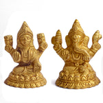 3.1 Inch Pure Brass Laxmi and Ganesh Pair Idol