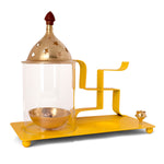 Brass & Metal Swastik Chimney Diya Tray with Incence Holder (Yellow)