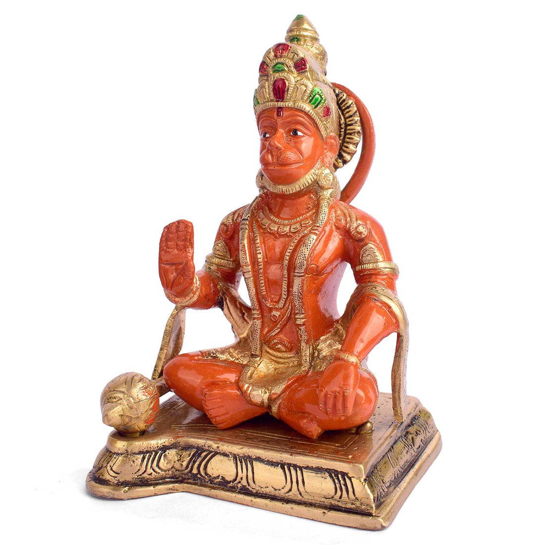 6.3 Inch Sitting Kesari Nandan Hanuman Brass Idol