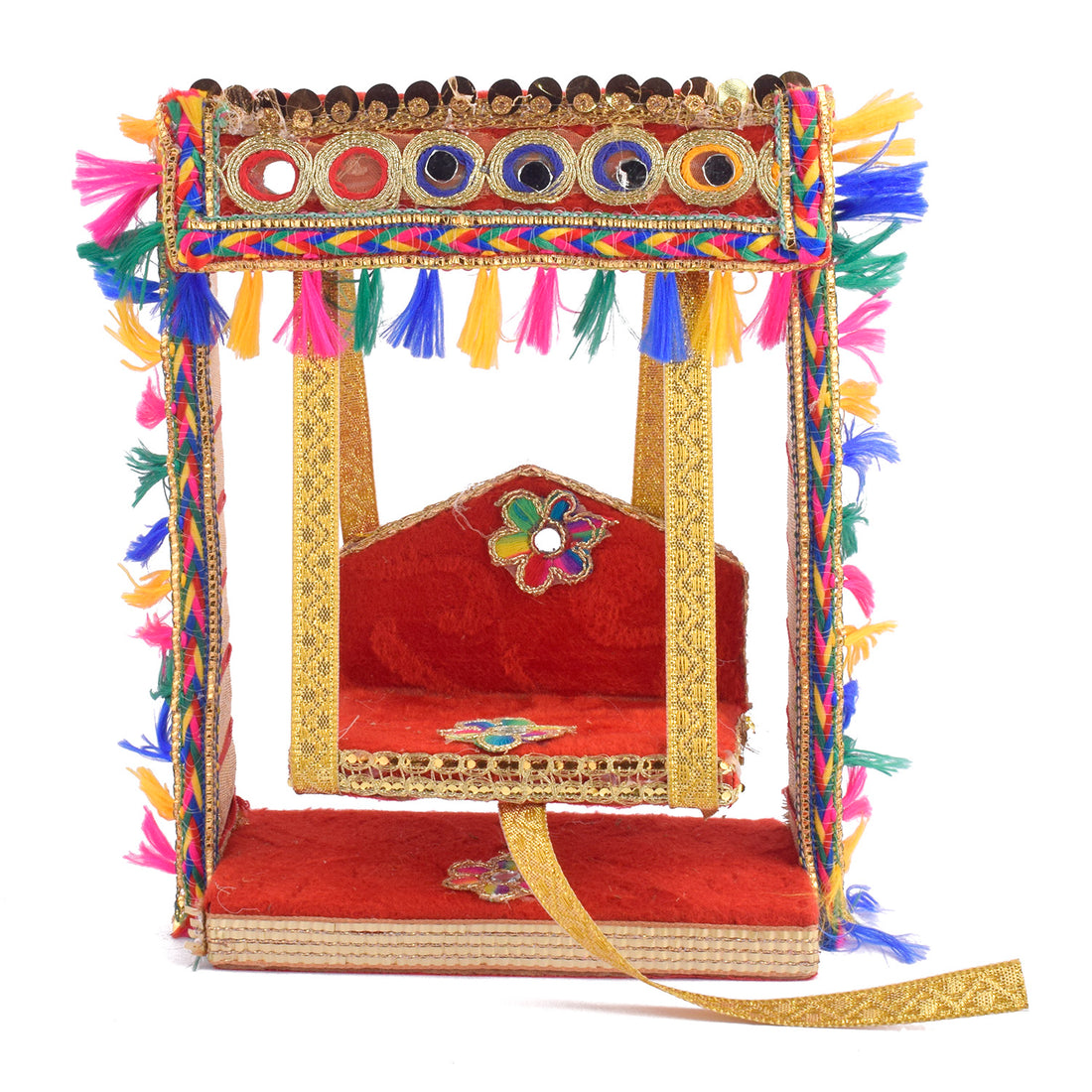 Elegant Laddu Gopal Jhula with Mirror Stone