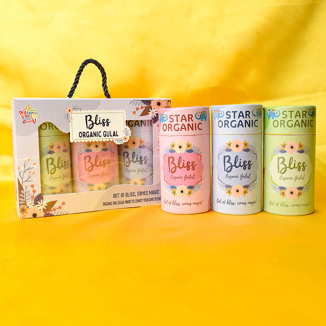 Bliss Organic Gulal Holi Colors Set of 3