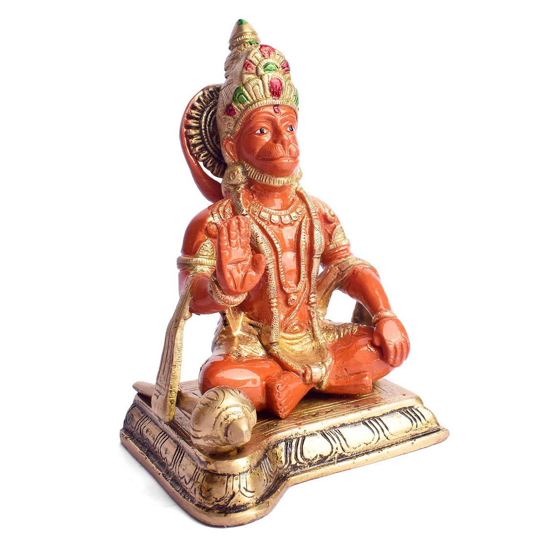 6.3 Inch Sitting Kesari Nandan Hanuman Brass Idol