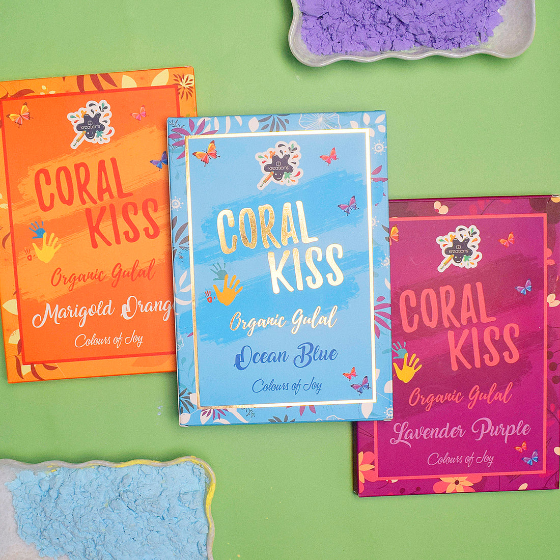 Coral Kiss 6 Pc Set of Skin Friendly Holi Colors