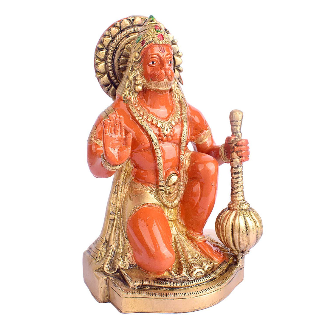 7.5 Inch Kesari Nandan Hanuman Ji Sitting Brass Murti