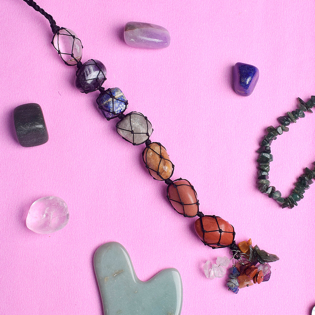 7 Chakra Tumble Stone Crystal Hanging Seven Chakra Wall Hanging