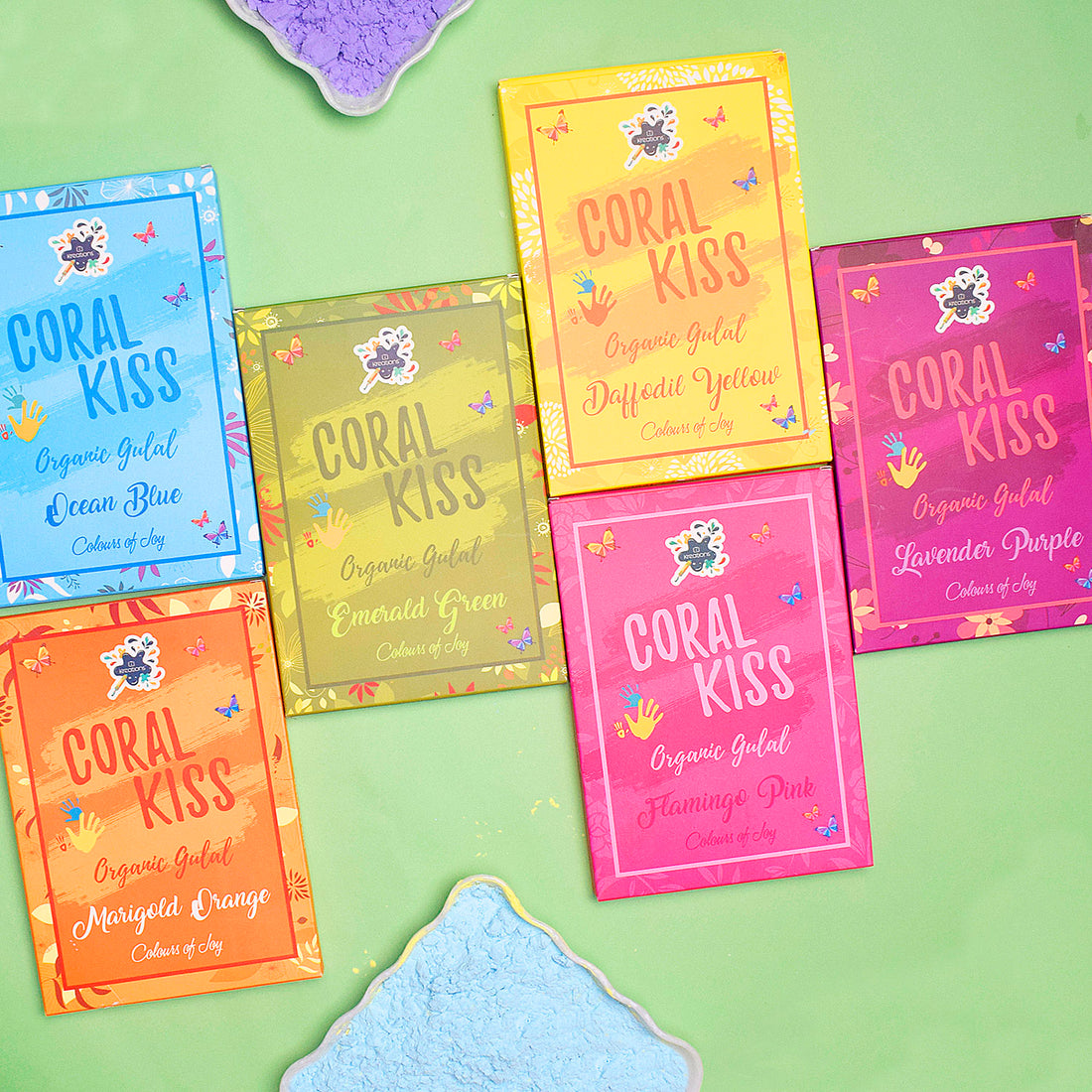 Coral Kiss 6 Pc Set of Skin Friendly Holi Colors