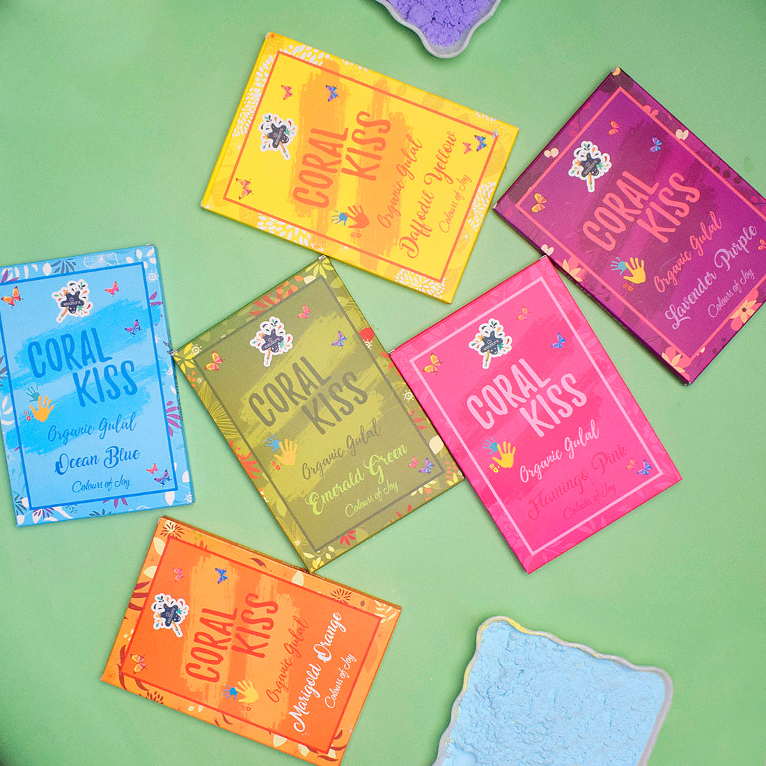 Coral Kiss 6 Pc Set of Skin Friendly Holi Colors