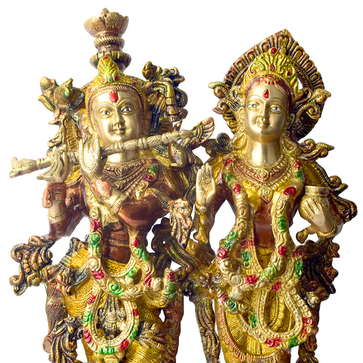 This Stunning Radha Krishna Brass Idol beautifully captures the divine love and grace of Radha and Krishna. Crafted from high-quality brass with intricate detailing, it exudes elegance and spiritual charm. Perfect for adorning your home, temple, or gifting to loved ones, this idol serves as a symbol of eternal love, peace, and devotion.