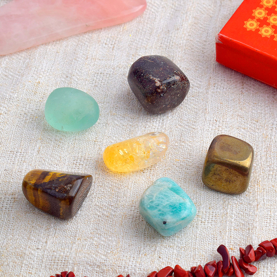 6 Wealth Tumble Stone Kit for Abundance, Luck & Prosperity
