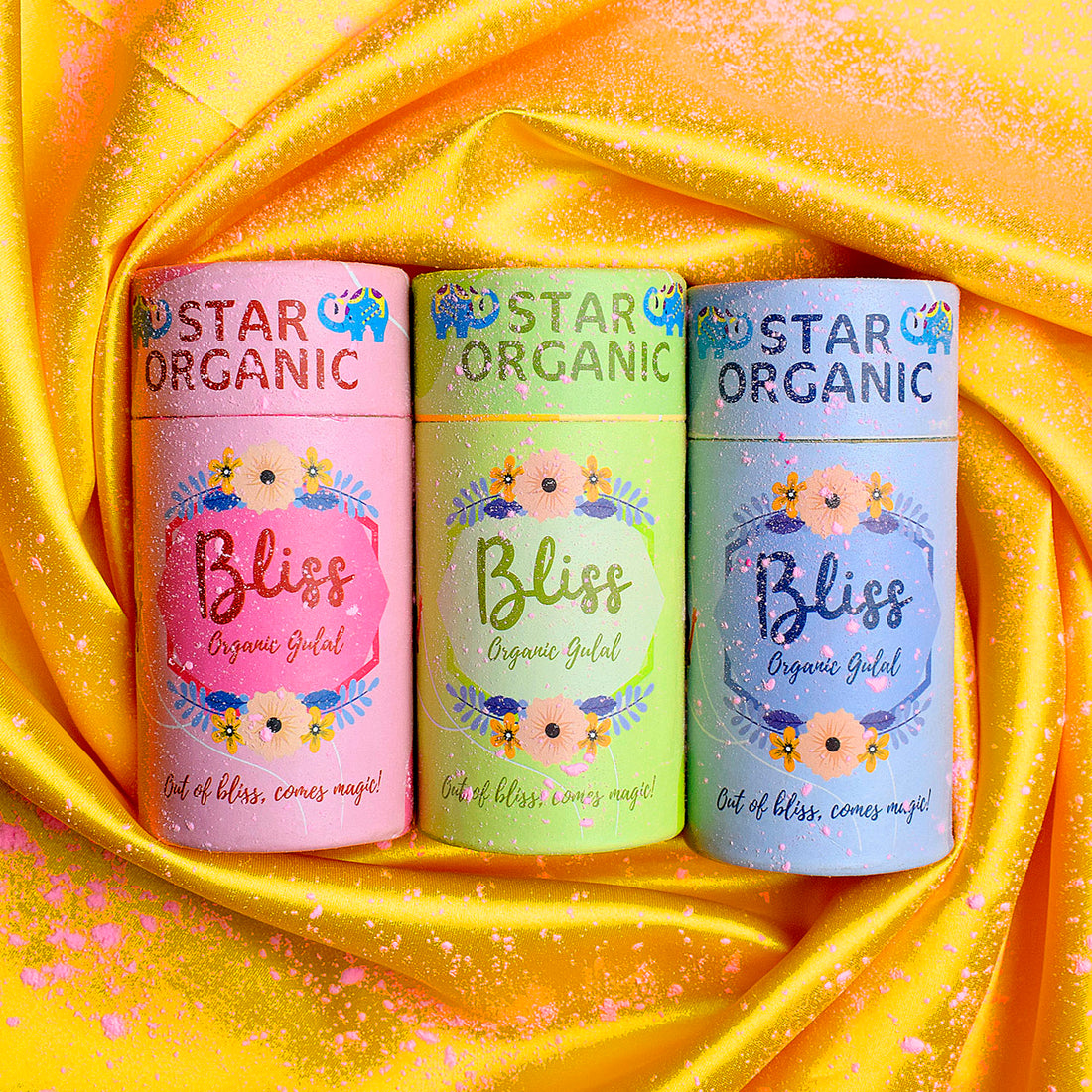 Bliss Organic Gulal Holi Colors Set of 3