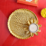 Adorable Gold And White Pooja Platter