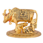 4.9 Inch Graceful Small Kamdhenu Cow with Laddu Gopal and Calf