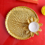 Adorable Gold And White Pooja Platter