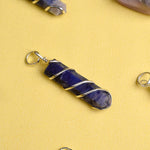 Natural Sodalite Wire Wrapped Crystal Stone Pendant