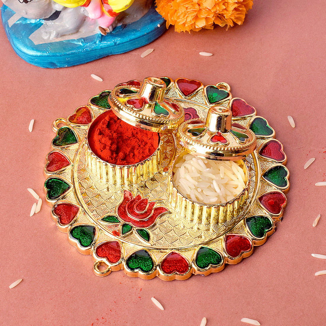 Circular Grace Artisan-Crafted Round Kumkum Holder