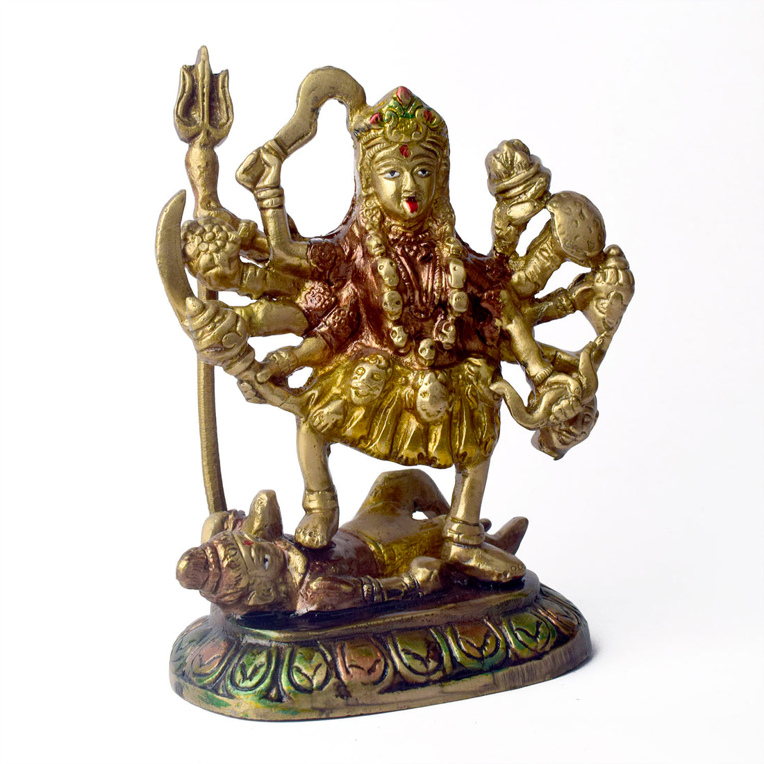 Embrace the divine power and energy of Kali Mata with this intricately handcrafted 6-inch Brass Kali Mata Idol. Known as the goddess of destruction, transformation, and liberation, Kali Mata represents the removal of negativity and the triumph of good over evil.