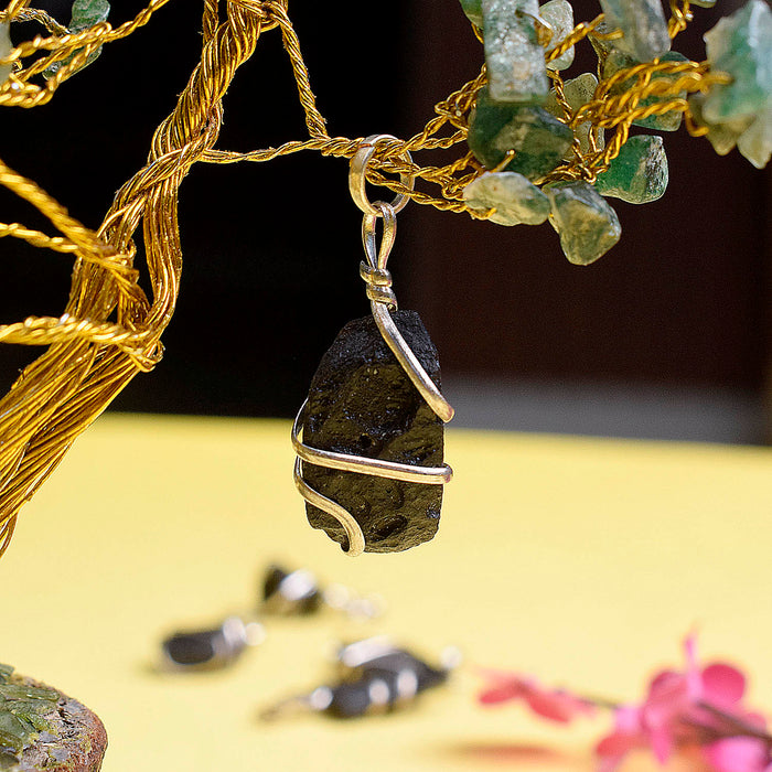 Black Tourmaline Wire Wrapped Crystal Stone Pendant
