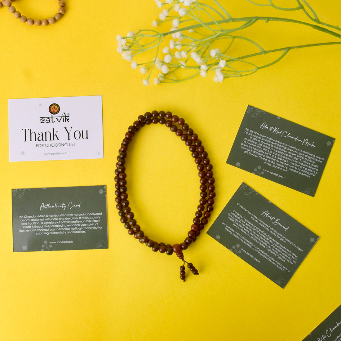 Certified 8mm 100% Original Authentic Pure Red Sandalwood Jap Mala (Andhra Pradesh)