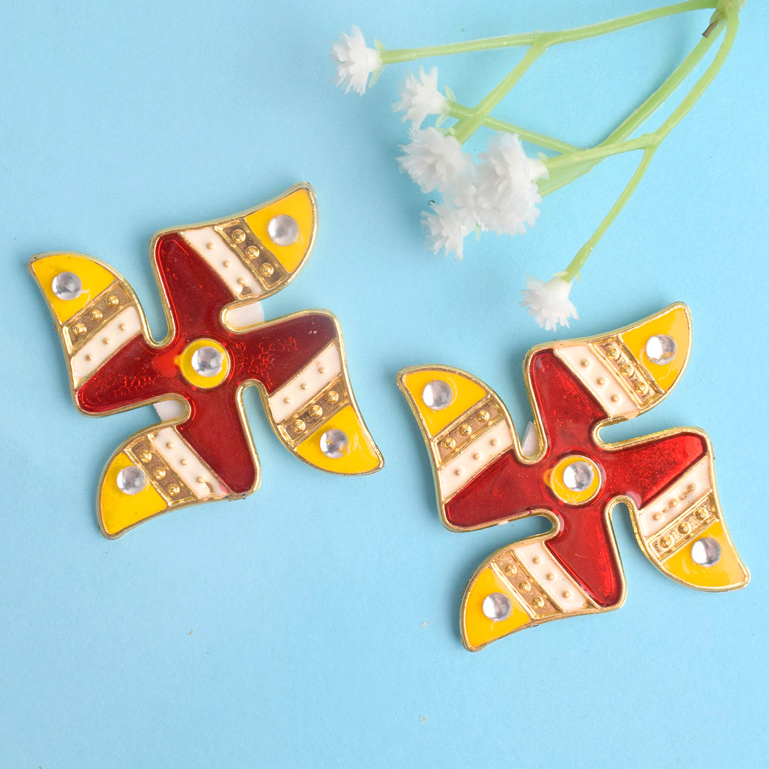 Diwali Sparkle Swastik Vibrant Stickers Set of 2