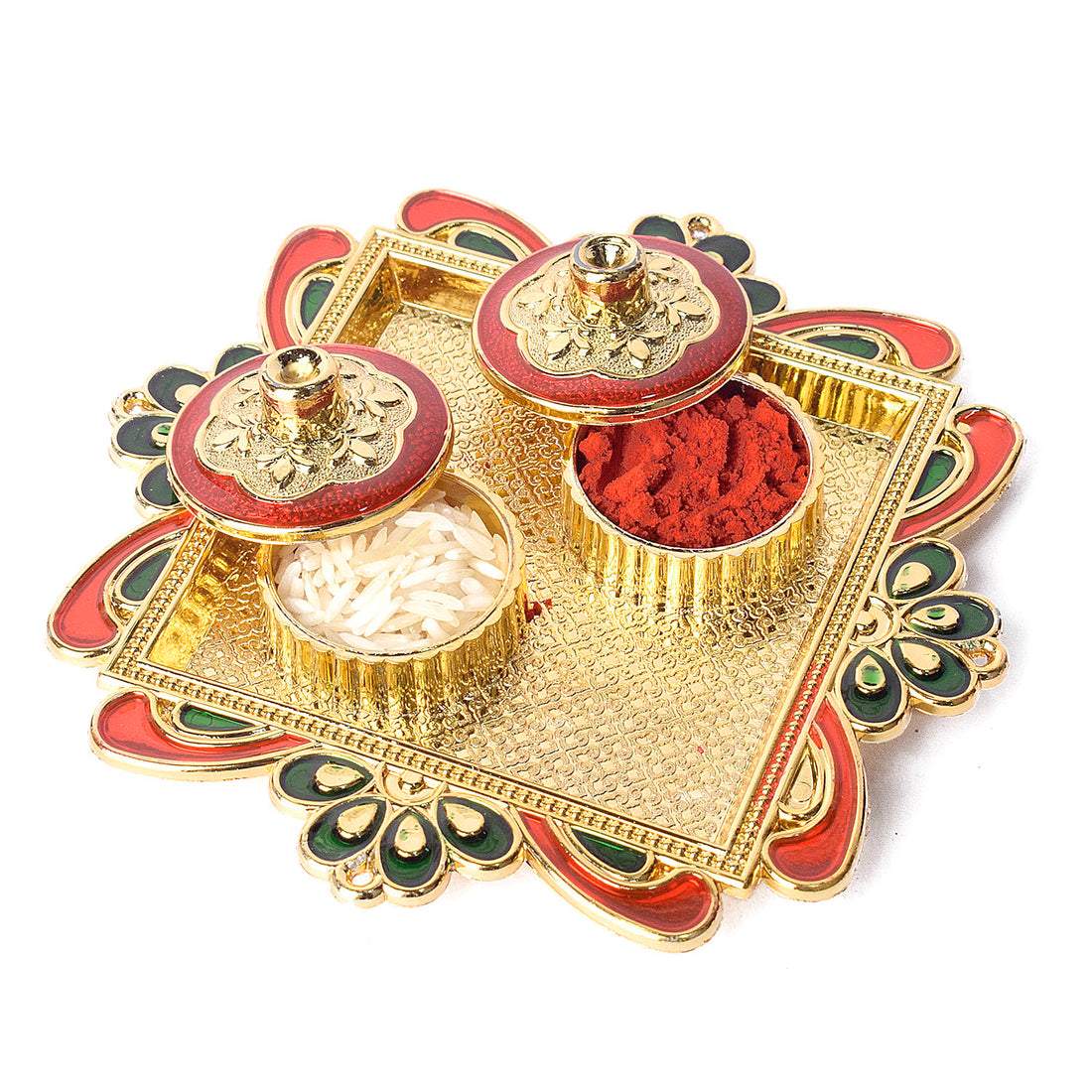 Kumkum Holder Adorned with Intricate Traditional Patterns