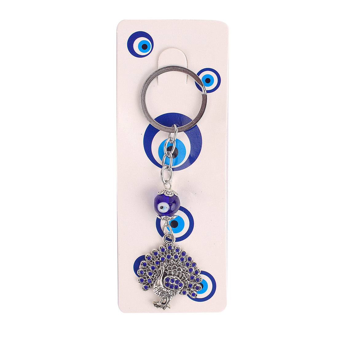 Aura Evil Eye Peacock Keychain – Good Luck & Protection