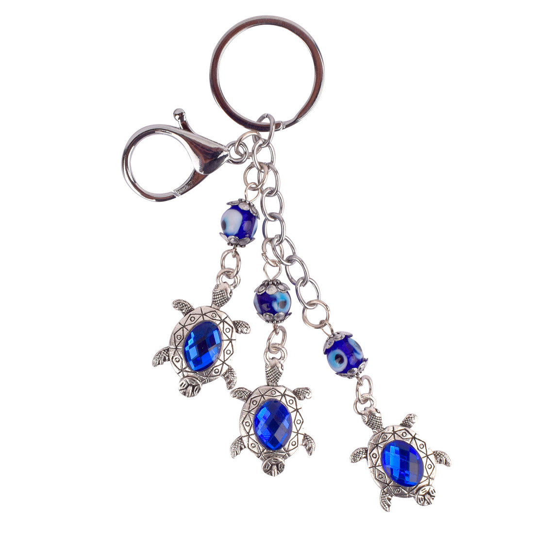 Premium Stainless Steel 3 Tier Turtle Evil Eye Keychain – Anti-Rust Gift