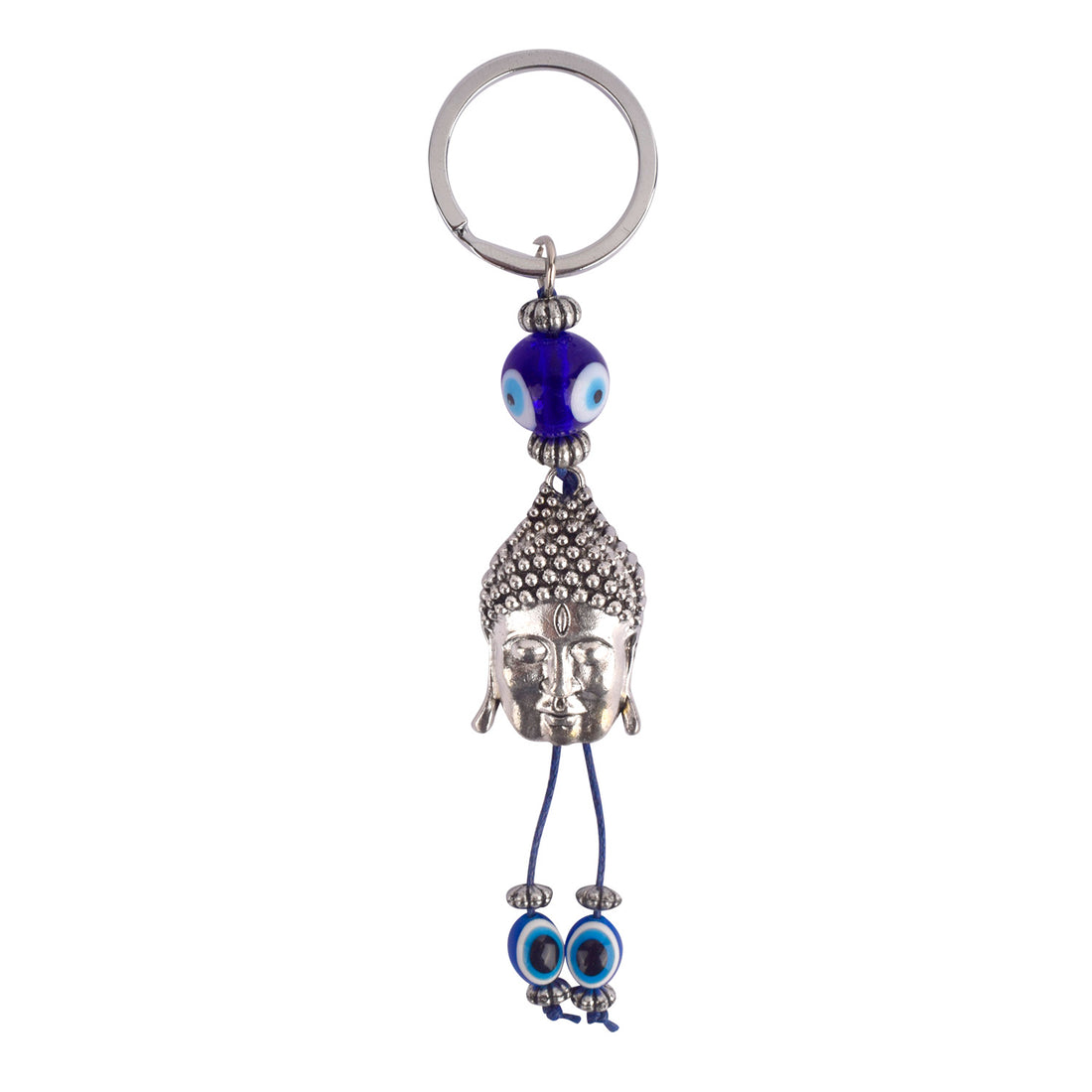 Alluring Silver Plated Buddha Keychain with Evil Eye