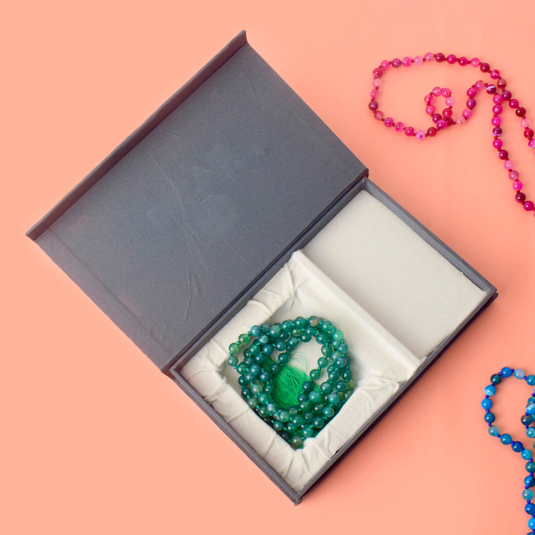 Premium Hakik Jap Mala Green aventurine