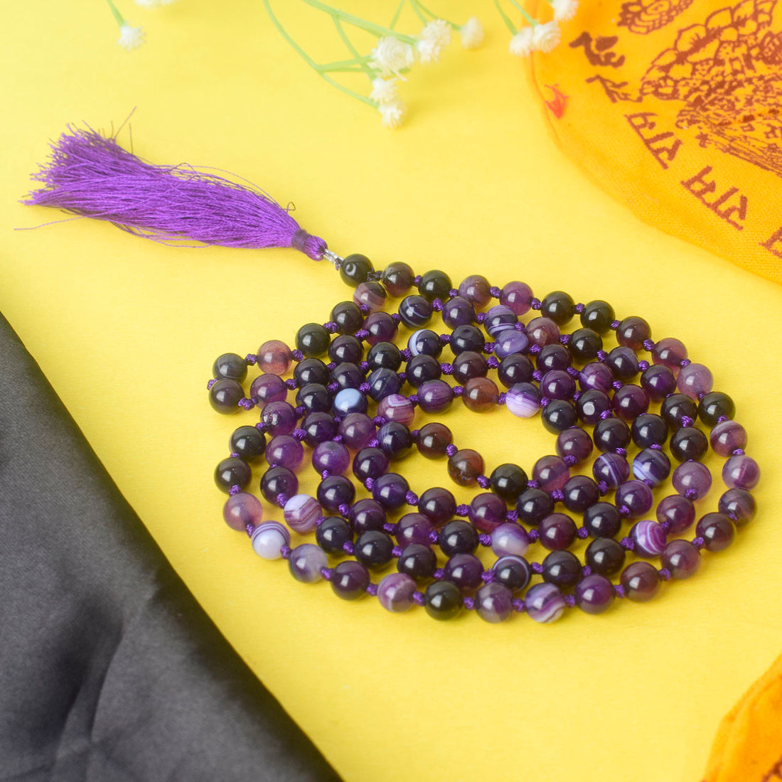 Premium Hakik Jap Mala Crystal Voilet Amethyst