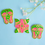 Pink & Green Charan Paduka and Swastik Stickers