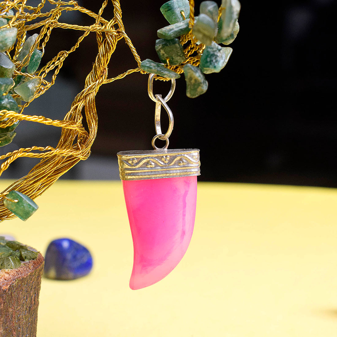 Natural Crystal Horn-Shaped Pendant