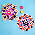 Set of 2 Rangoli Stencils with a Splash of Colors
