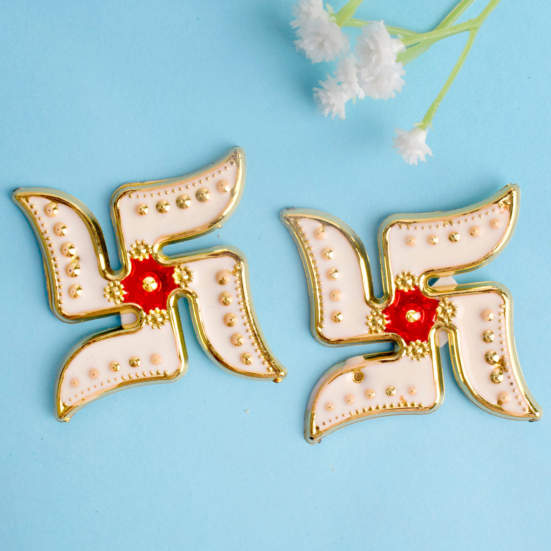 Festivities Exclusive White Swastik Diwali Stickers Set of 2