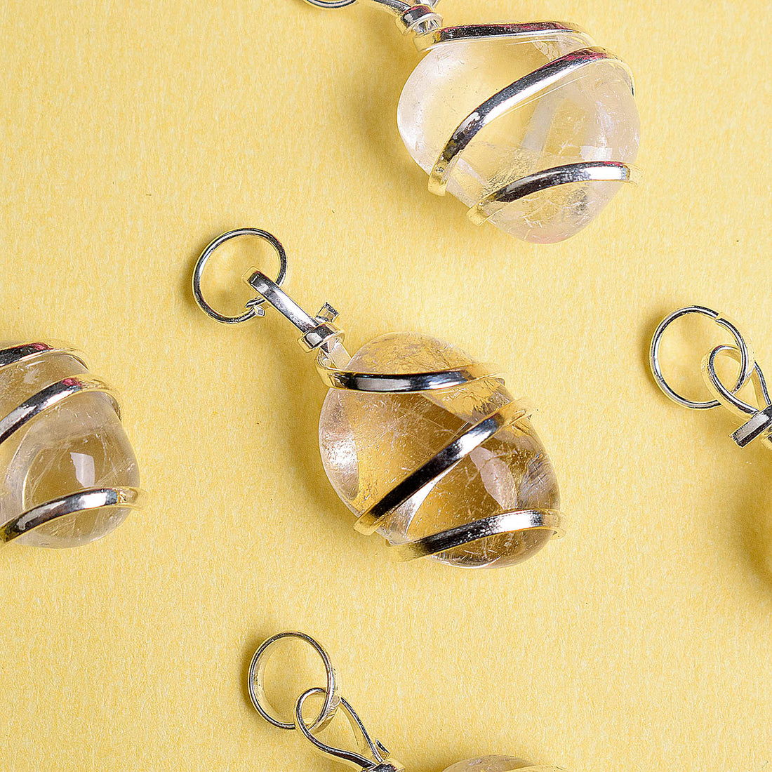 Clear Quartz Wire Wrapped Tumble Crystal Stone Pendant