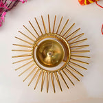Gold-Toned Decorative Akhand Sun Shape Brass Diya