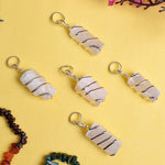 Natural Wire Wrapped Selenite Crystal Stone Pendant