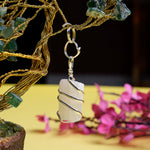 Natural Wire Wrapped Selenite Crystal Stone Pendant