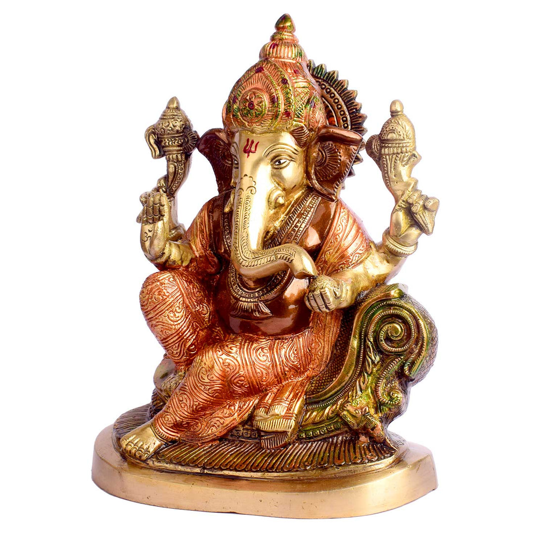 9.1 Inch Lord Ganesh Brass Idol / Ganesh Ji Murti