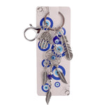 Blue Evil Eye Hamsa Leaf Dream Catcher Keychain