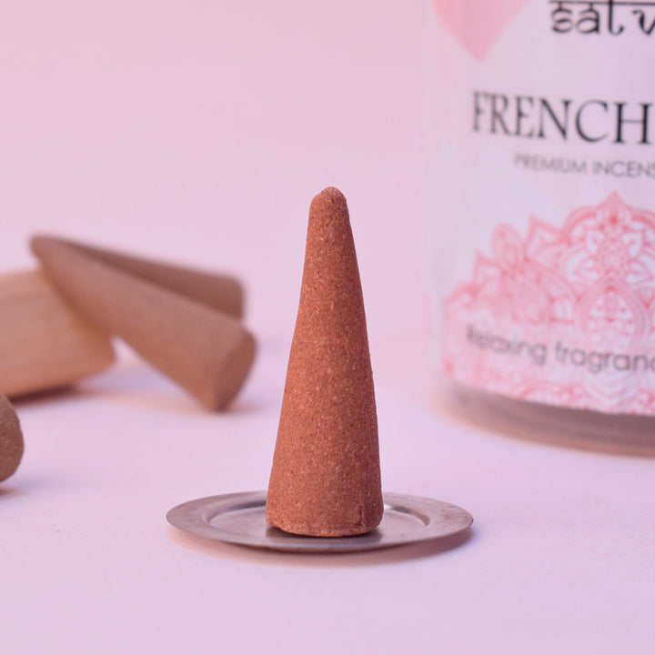 Incense Cone (French Rose) Puja Store Online Pooja Items Online Puja Samagri Pooja Store near me www.satvikstore.in