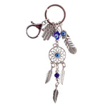 Blue Evil Eye Hamsa Leaf Dream Catcher Keychain
