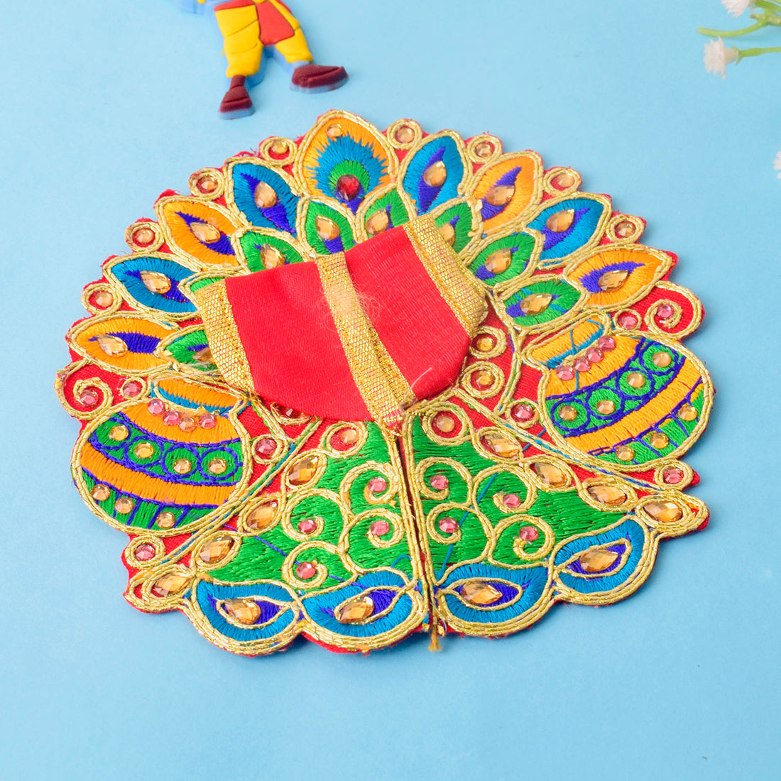 Colourful Matka & Leaf Embroidered Laddu Gopal Dress (Assorted)