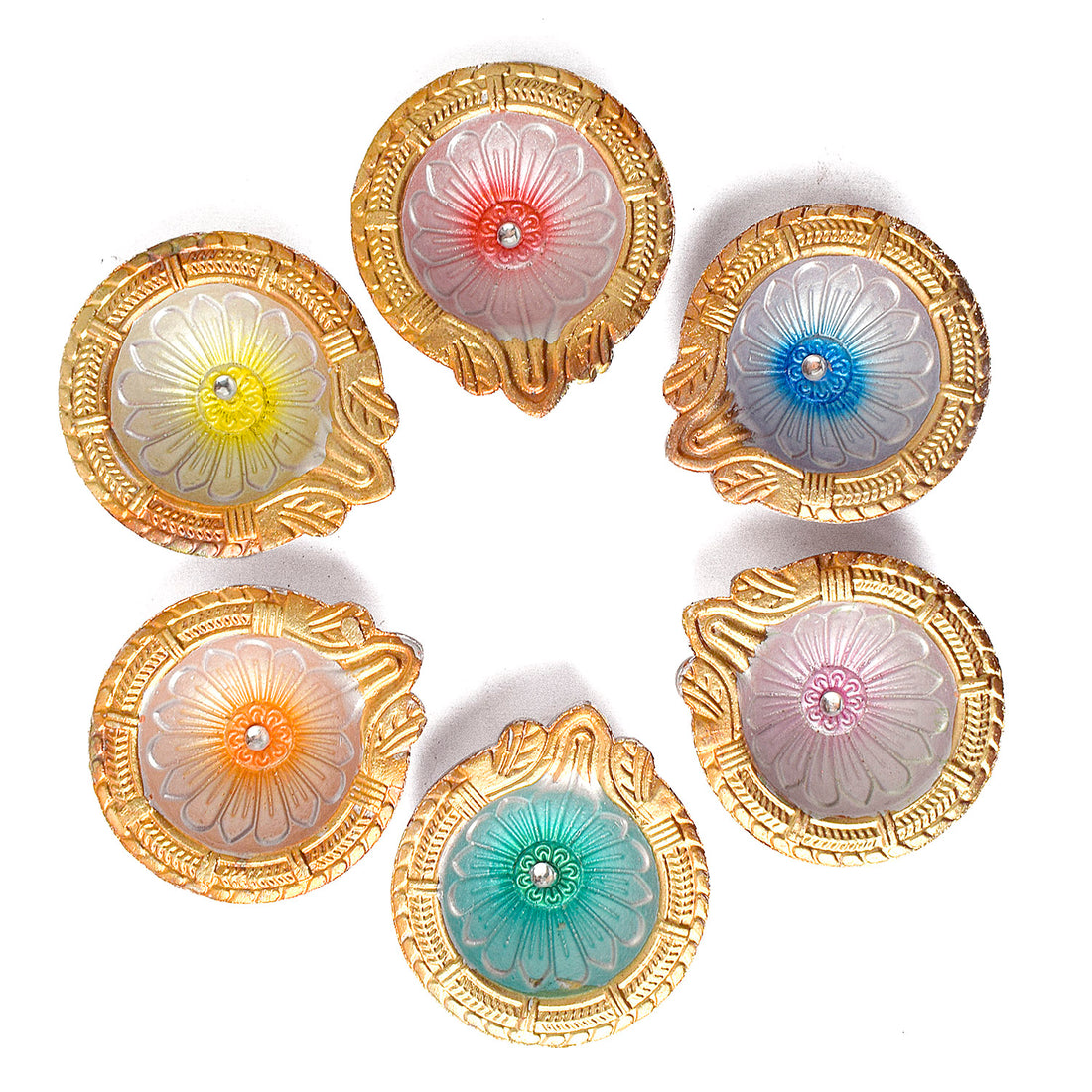 Crafted Light Stunning Clay Diyas for Diwali Celebrations Set of 6