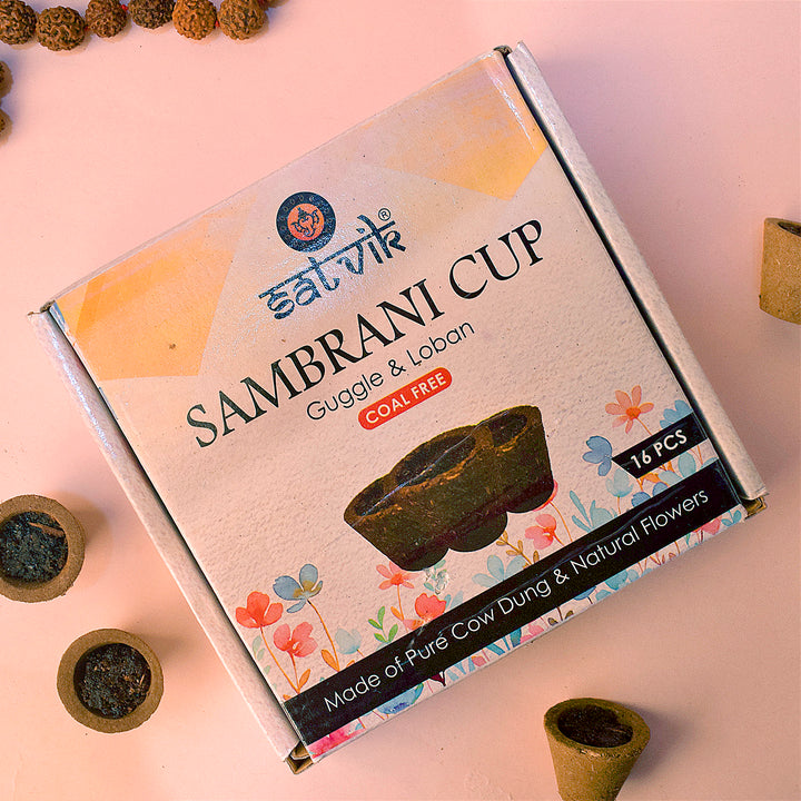 Sambrani Cup with Guggle,loban and flowers (Coal Free) Puja Store Online Pooja Items Online Puja Samagri Pooja Store near me www.satvikstore.in