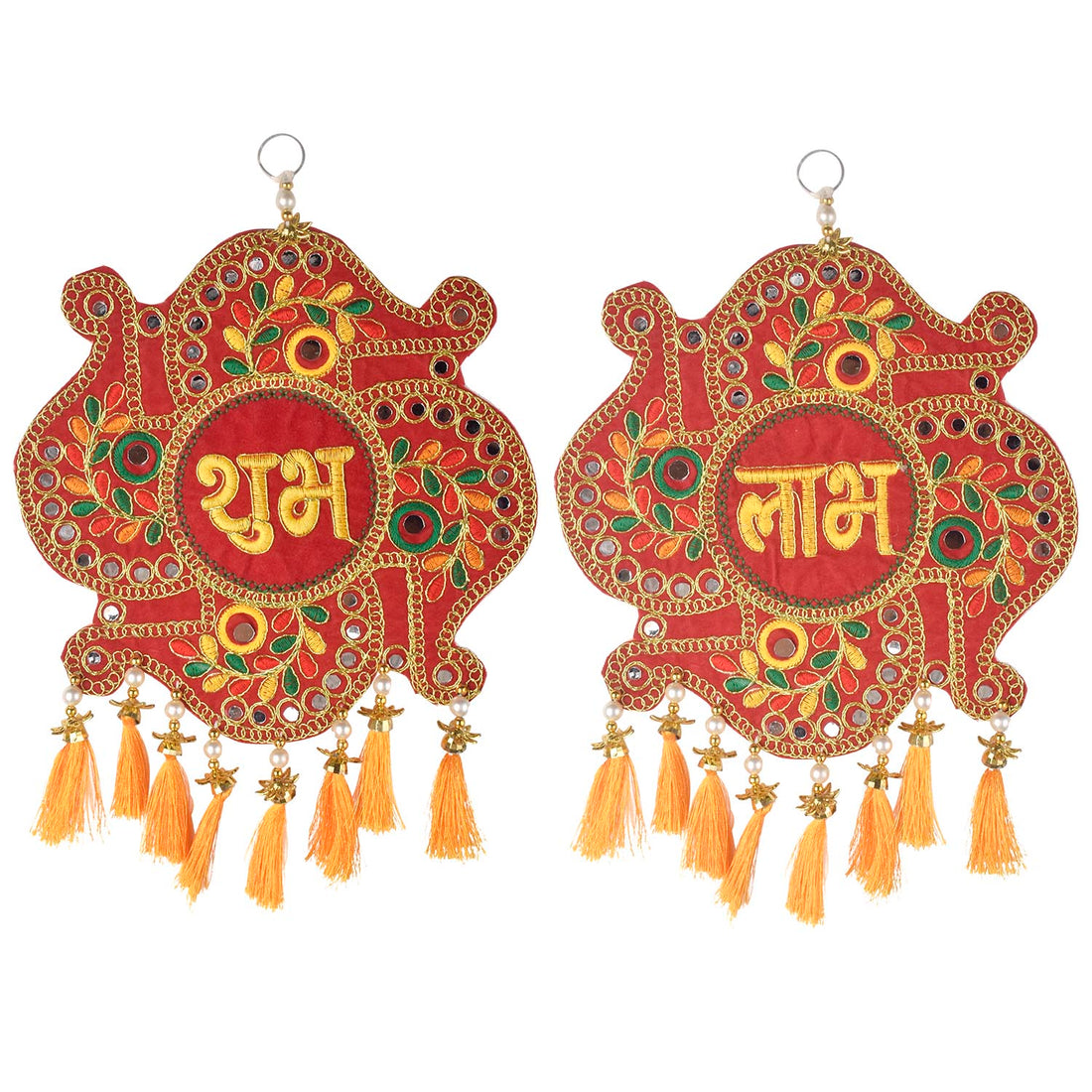 Handcrafted Subh Labh Wall Hanging with Tassels