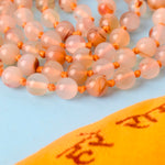 Premium Hakik Jap Mala aventurine Crystal Peach