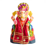Elegant Red Velvet Ganpati Idol Patka with Floral Medallions