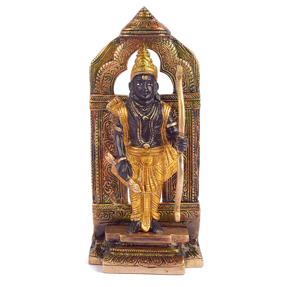 8.4 Inch Antique Brass Ram with Bow Statue