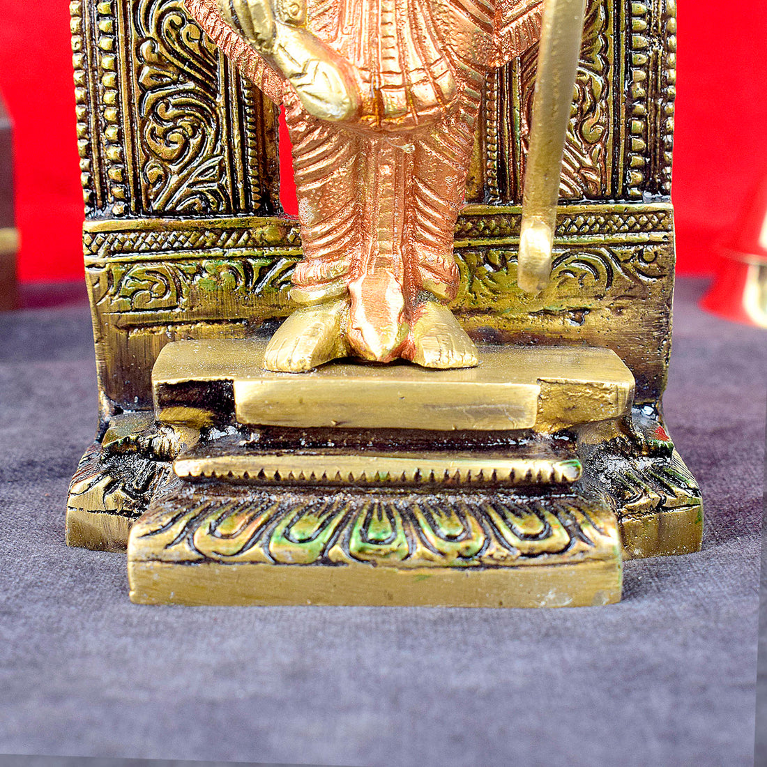 8.4 Inch Exquisite Brass Ram Idol with Bow in Colored